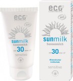 Lapte de plaja bio pentru piele sensibila cu ulei de zmeura FPS 30, 75 ml - Eco Cosmetics